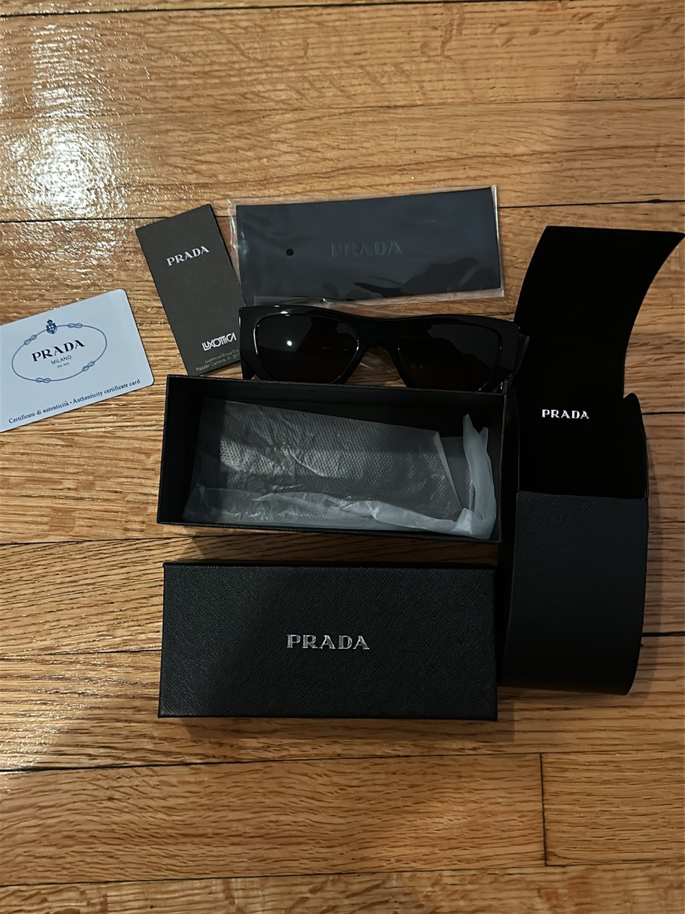 Prada Black Sunglasses with Black Case and Box